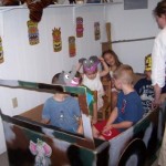 This is a jungle car made from a refrigerator box. The kids loved it!