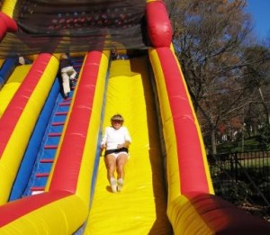 Mamba on slide at grandchild's party-who said only the kids get to play!