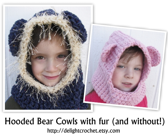 A GIVEAWAY – Hooded Bear Cowls, from Delight Crochet