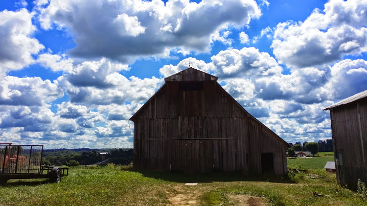 clouds and barn
