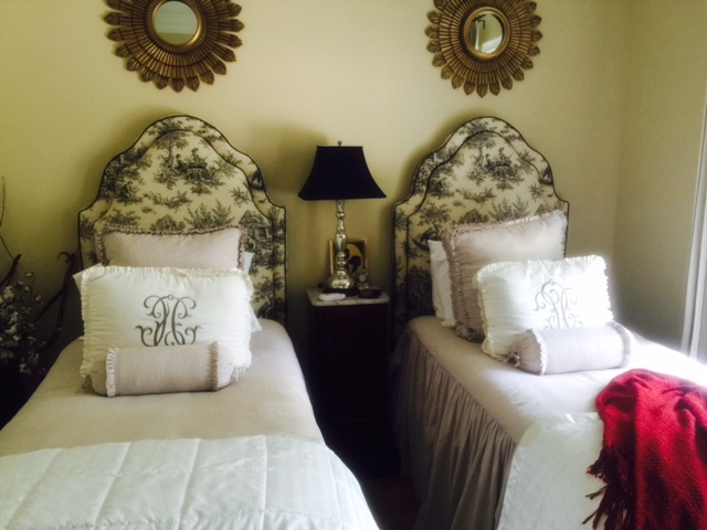 One of the guest bedrooms, known as the cotton room