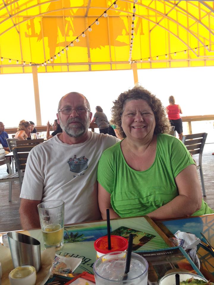 Kathy with her husband. This picture was made while they were on vacation, before she was diagnosed with breast cancer.