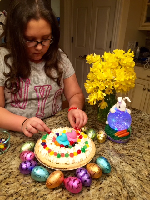 Abby decorating pie
