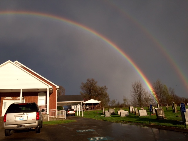 church and rainbow