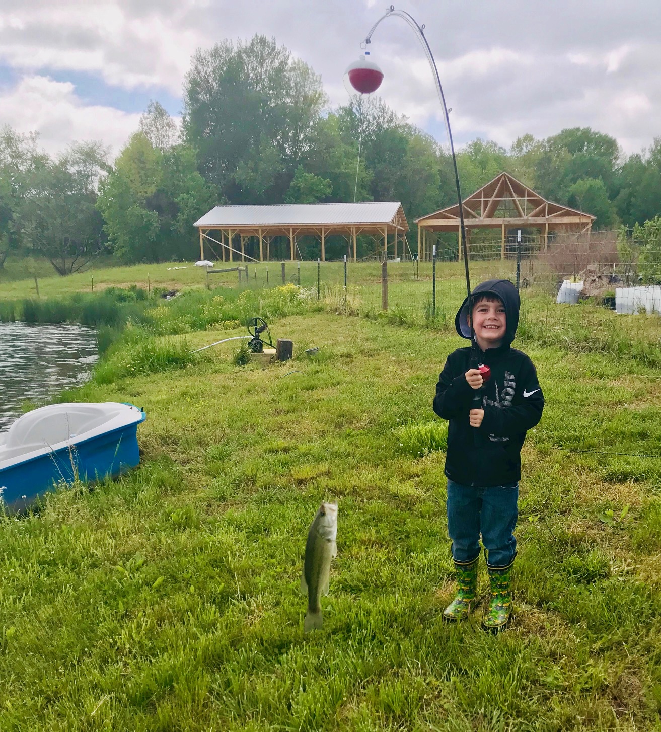 The Grandchildren Go Fishing at the Pond
