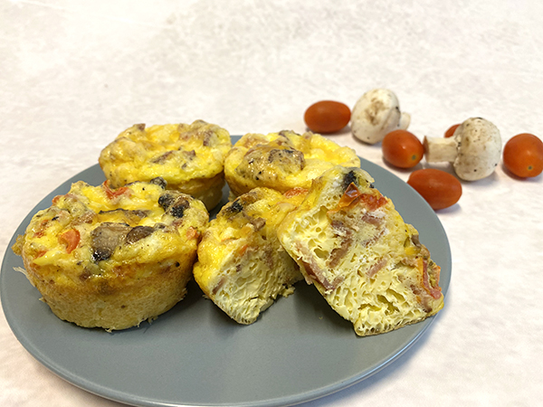omelette muffins on blue plate