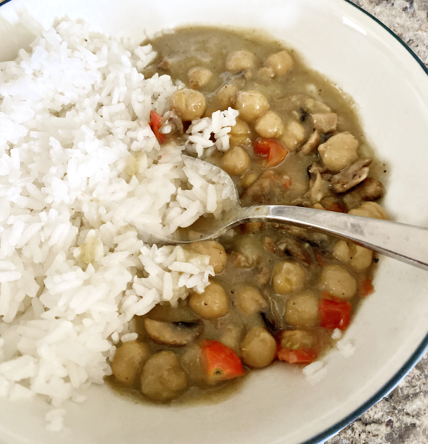 Instant pot bowl chickpea curry and rice
