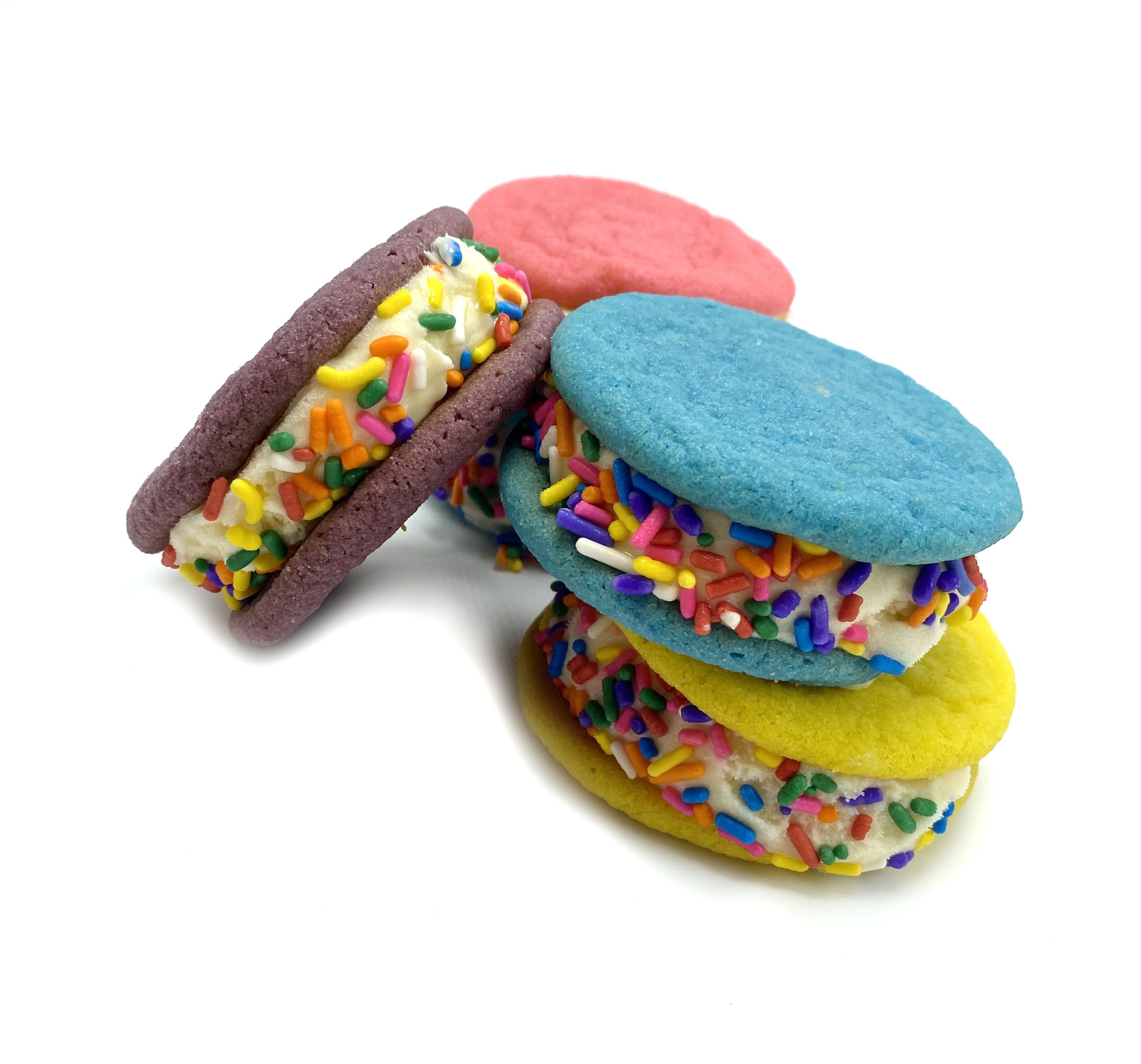 Rainbow Sugar Cookies Ice Cream Sandwiches