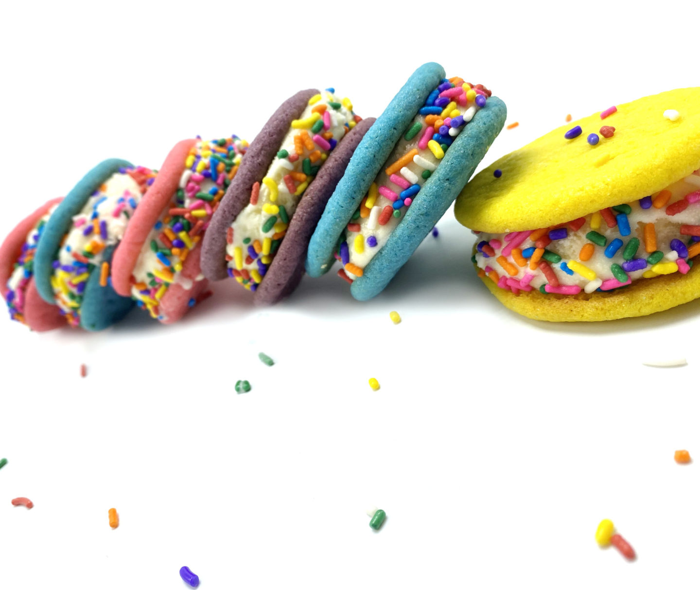 colorful sugar cookie ice cream sandwiches