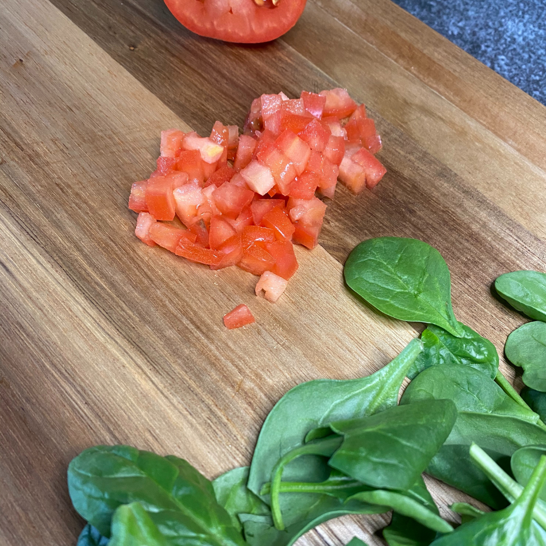 fresh spinach and diced tomatoes