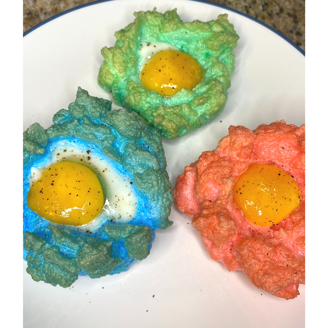 colorful cloud eggs on a plate