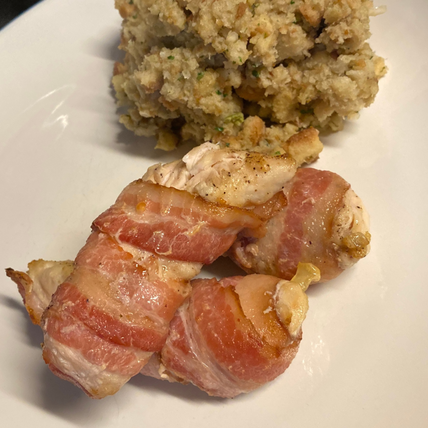 bacon wrapped chicken and stuffing