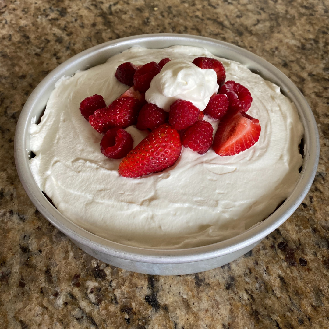 tres leches cake in round pan