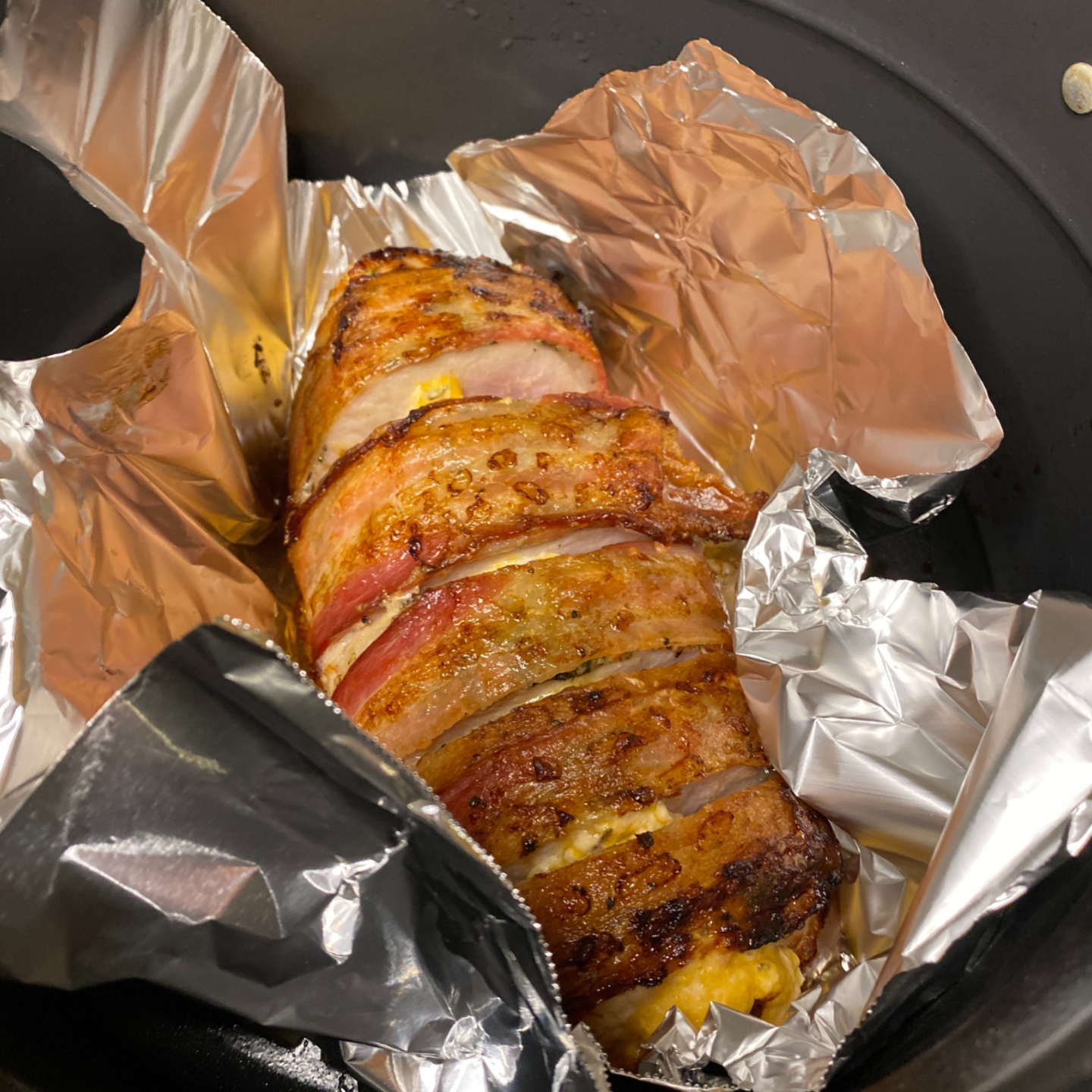 bacon wrapped tenderloin in foil in air fryer