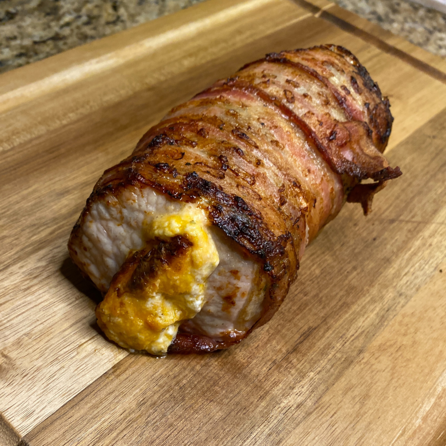 cooked bacon wrapped pork tenderloin