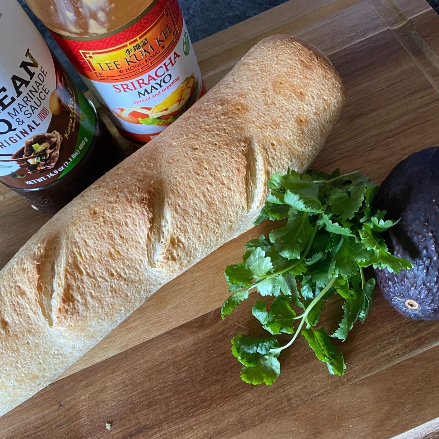 bread loaf cilantro and asian sauces