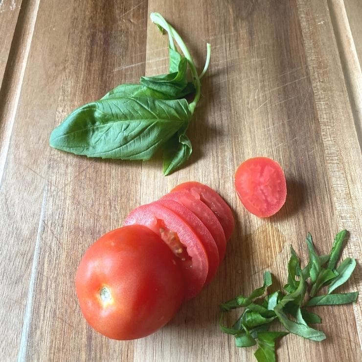 basil and tomatoes