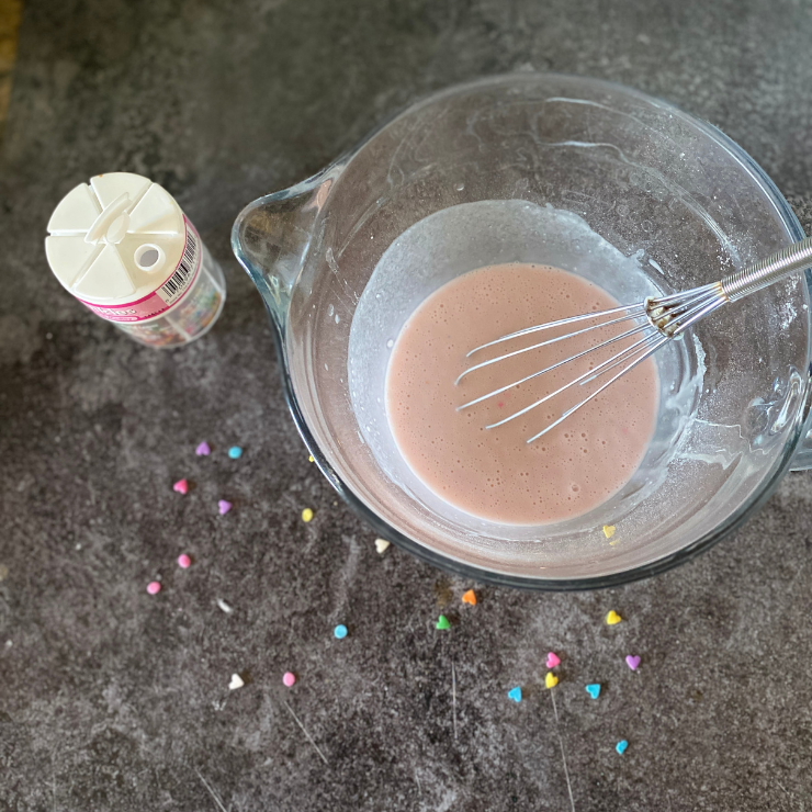 pink cake batter and sprinkles