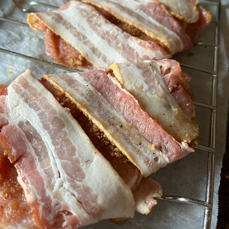 pork chops wrapped in bacon raw