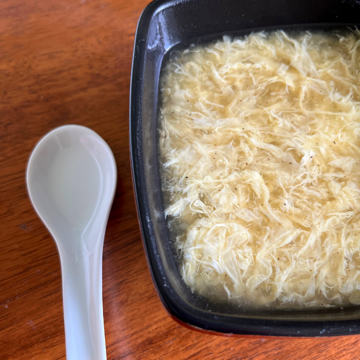 egg drop soup and spoon