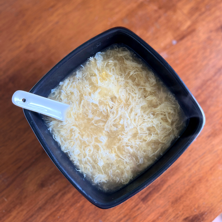 top view of egg drop soup