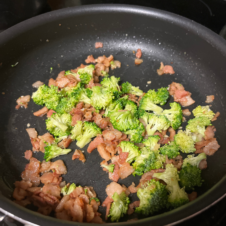 sauted garlic broccoli and bacon