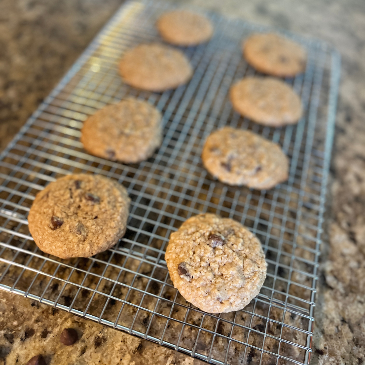 oatmeal chocolate chip cookies on cooling rack
