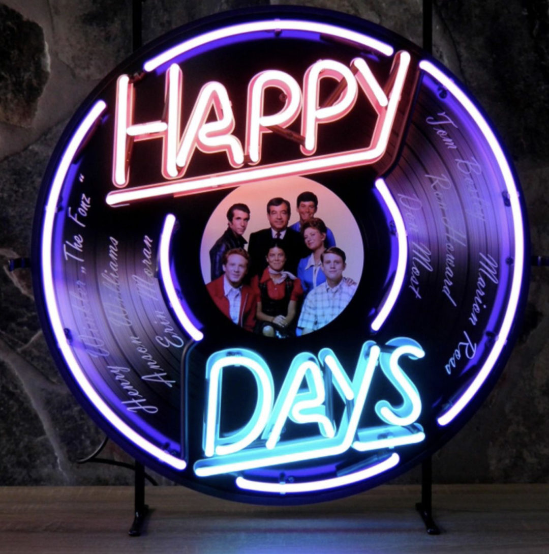 happy days neon light on record